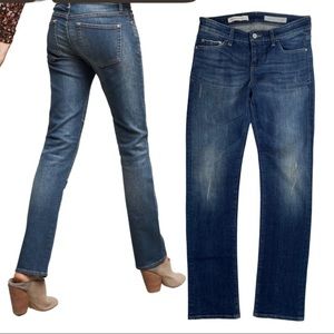ANTHROPOLOGIE Pilcro Parallel Blue Cigarette Skinny Distressed Jeans size 28